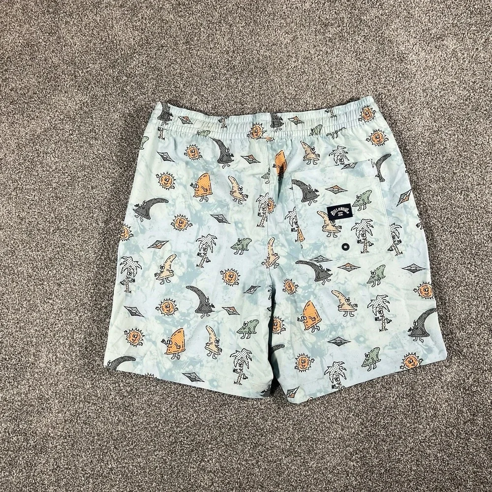 Billabong Boys Swim Trunks Size L 14-16 Blue Graphic Board Shorts Beach Surf
